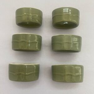 Kennex Group Isabella Sage Green Napkin Rings 6 Set Round Embossed Stoneware